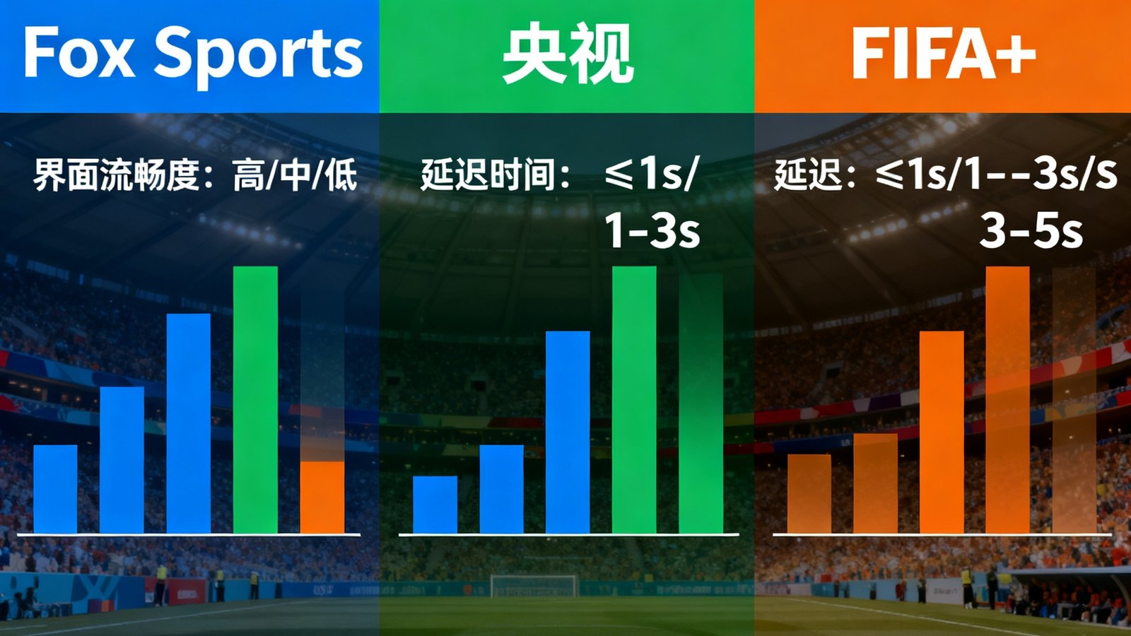 三大高清直播平台图像对比：Fox Sports、央视、FIFA+，界面流畅度与延迟对比，以及多语言解说选项